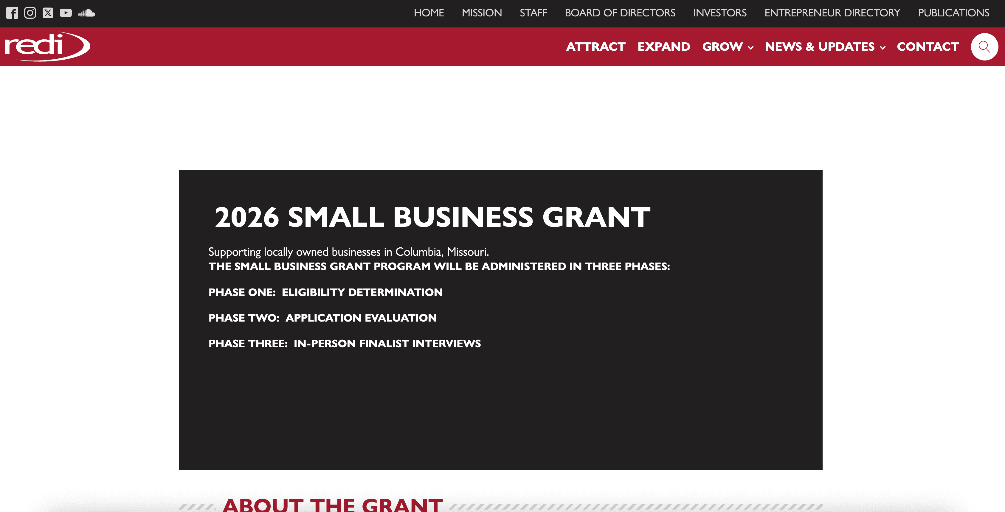 City of Columbia & REDI Small Business Grant Program 2026