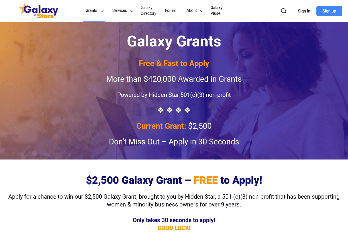 $2,500 Galaxy Grant