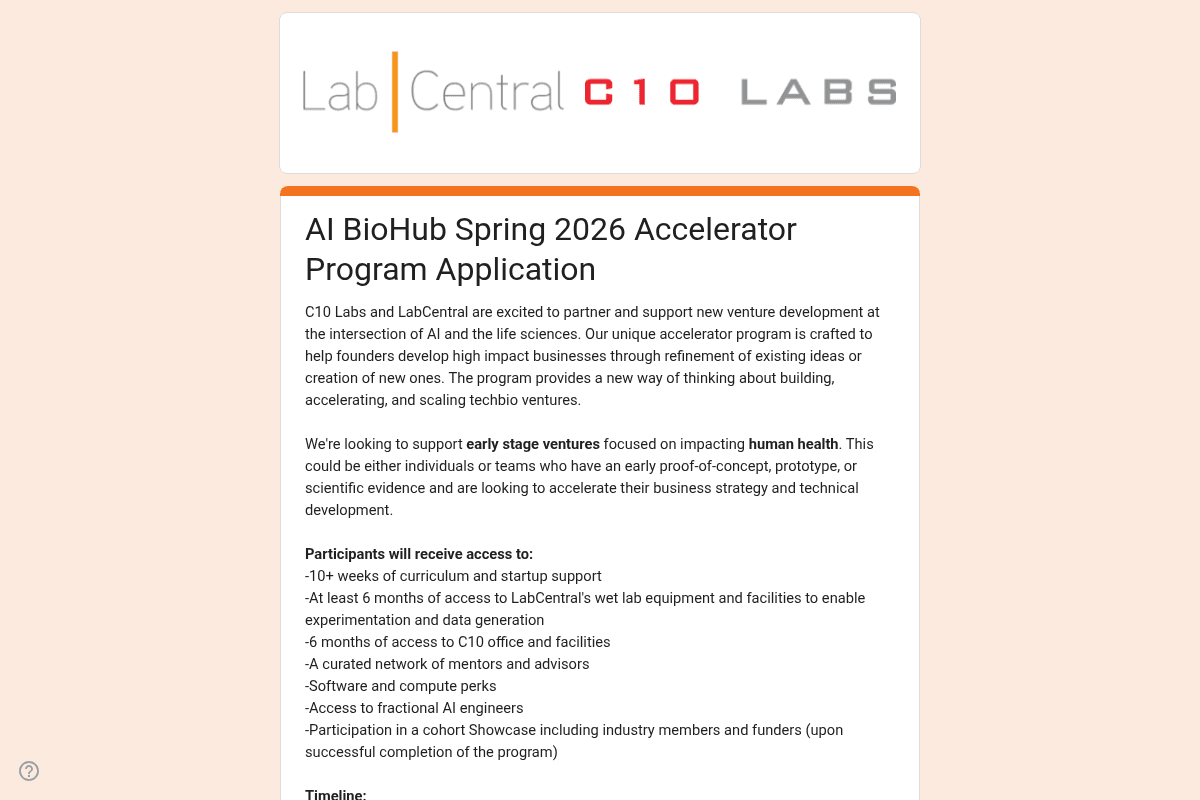 AI BioHub Accelerator Spring 2026