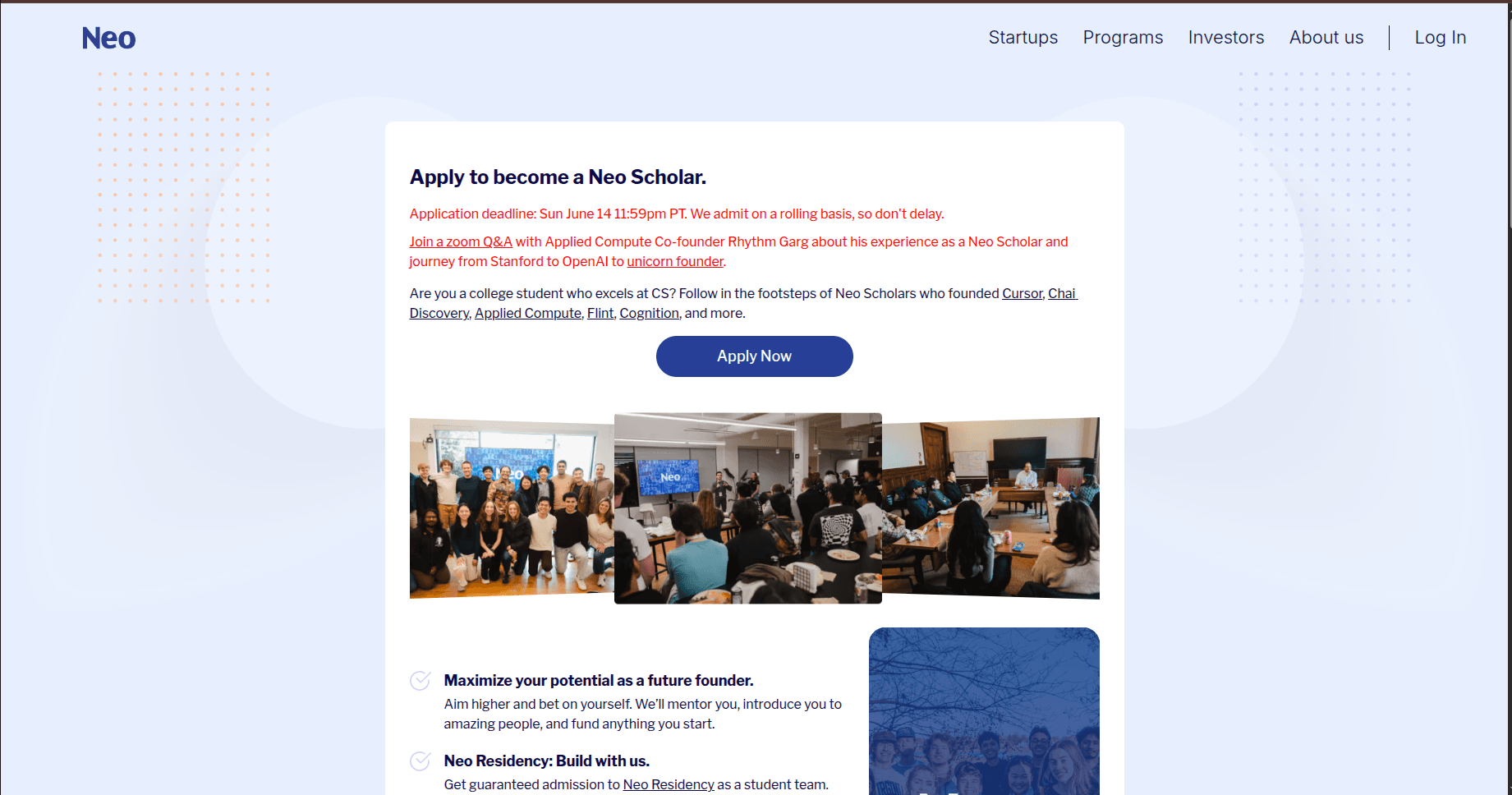 Neo Scholar Program 2026