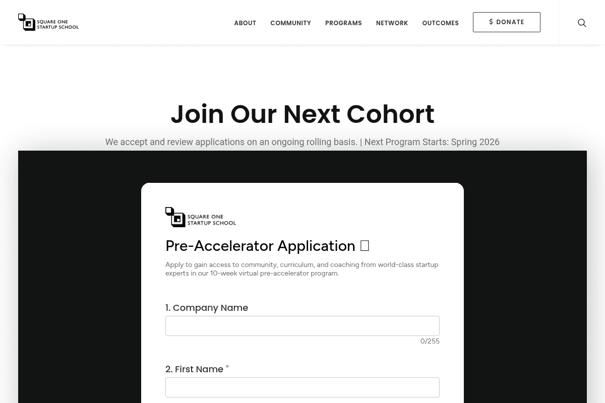Square One Startup School 2026