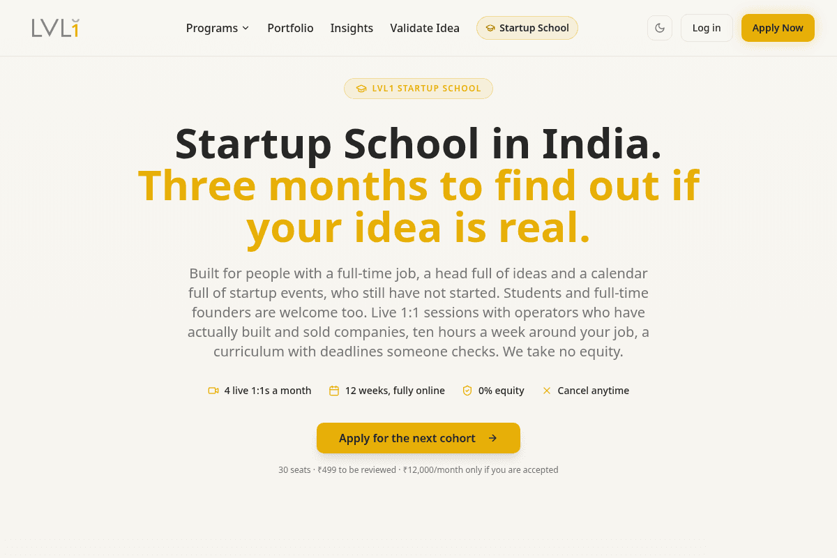 LVL1 Startup School 2026