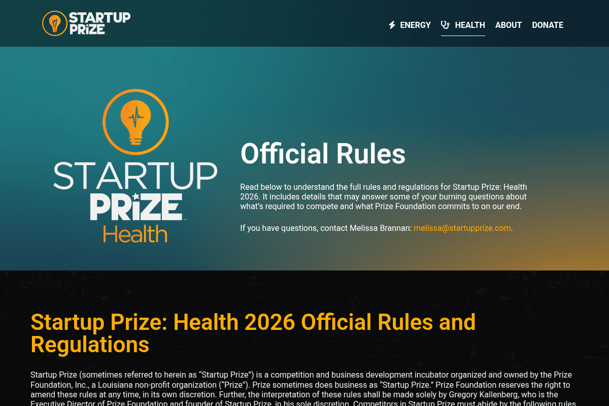 Louisiana Health Startup Prize 2026