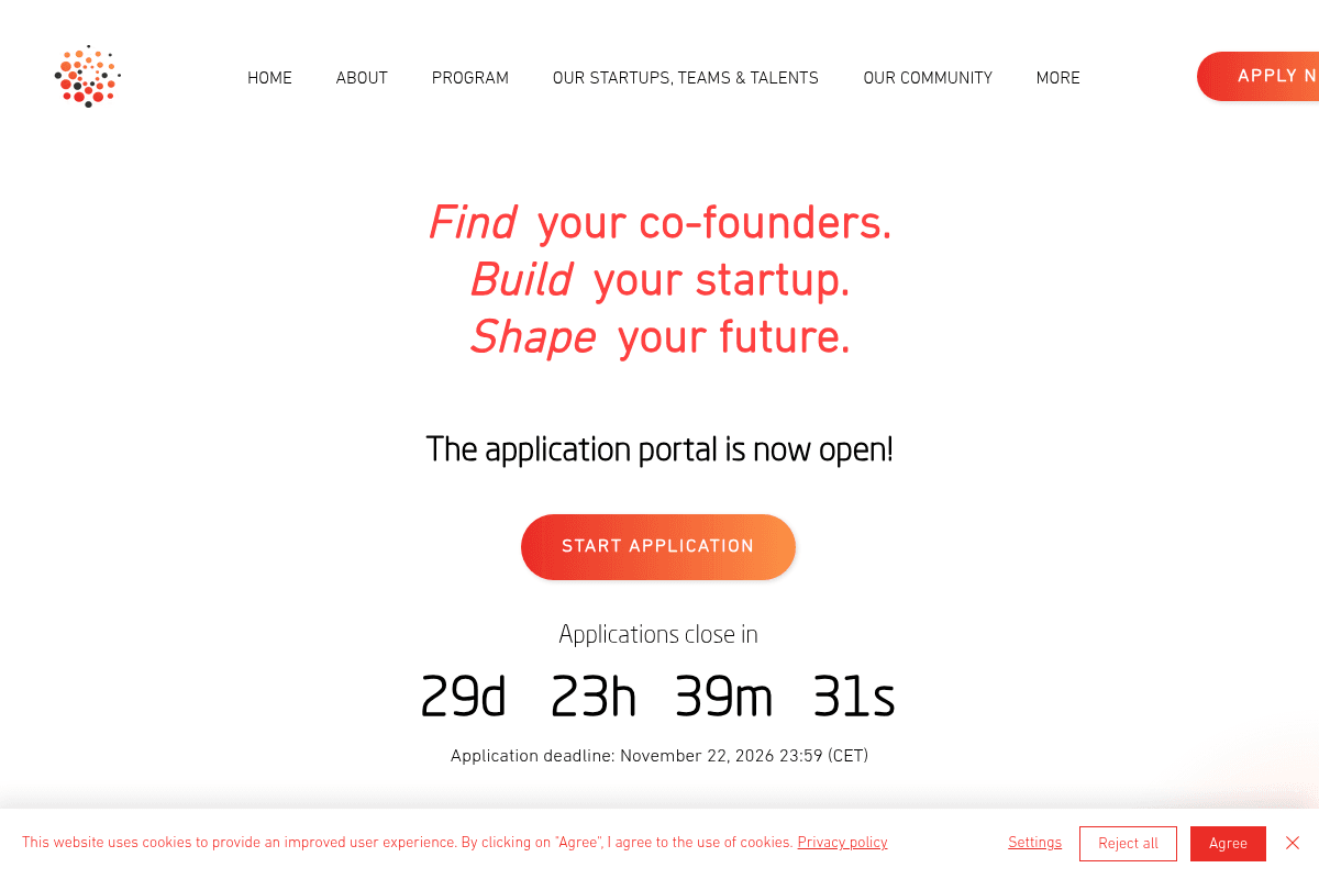 Talent Kick Entrepreneurship Program (Spring 2027 cohort)