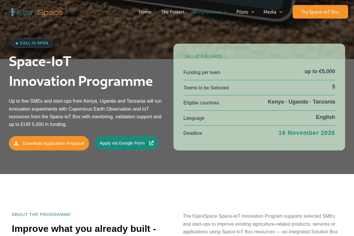 Space-IoT Innovation Programme 2026