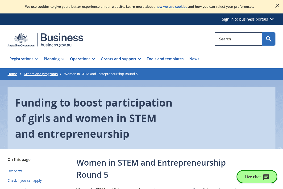 Women in STEM and Entrepreneurship Grant Program (Round 5)