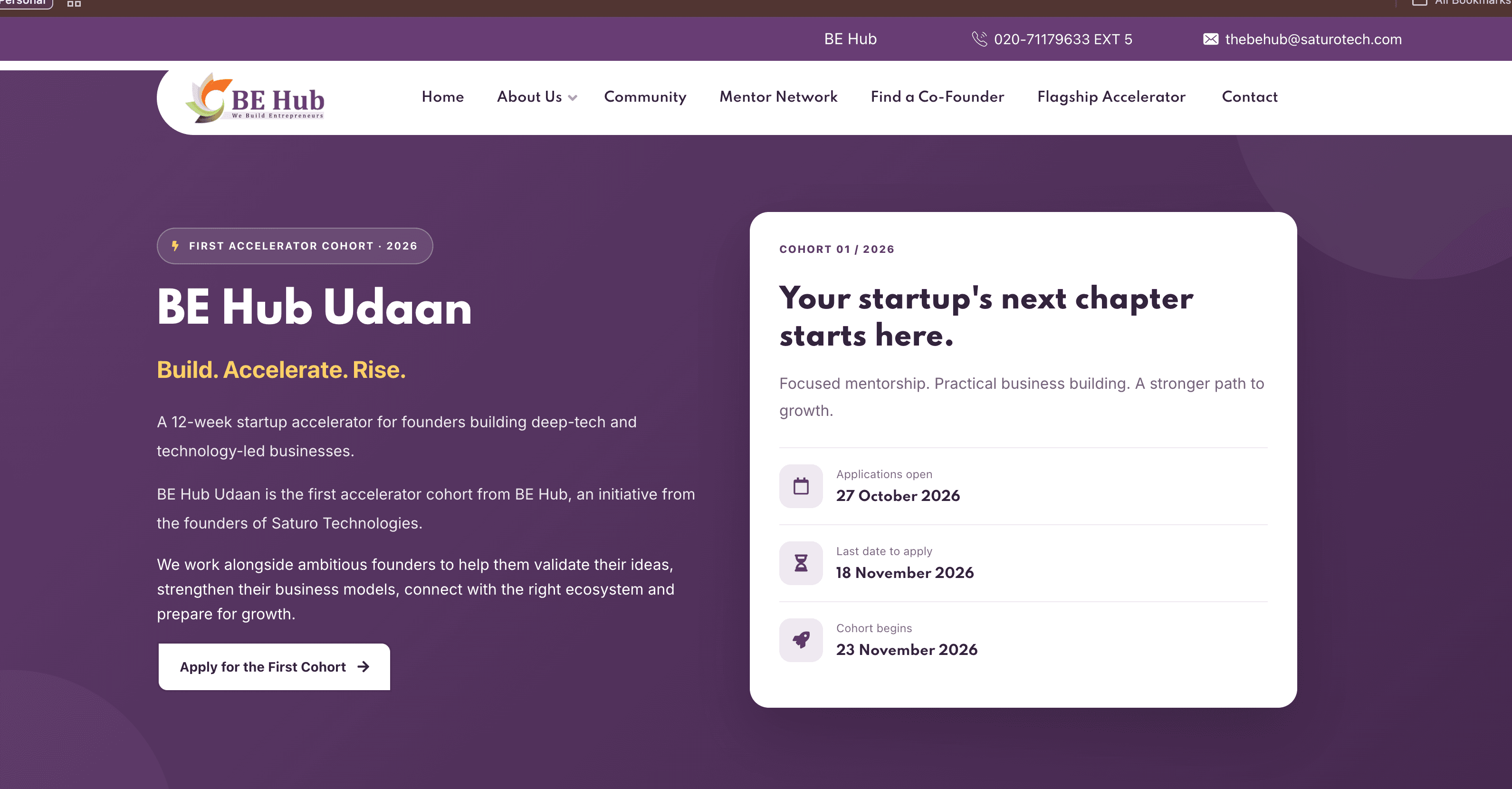 BE Hub Udaan — First Startup Accelerator Cohort