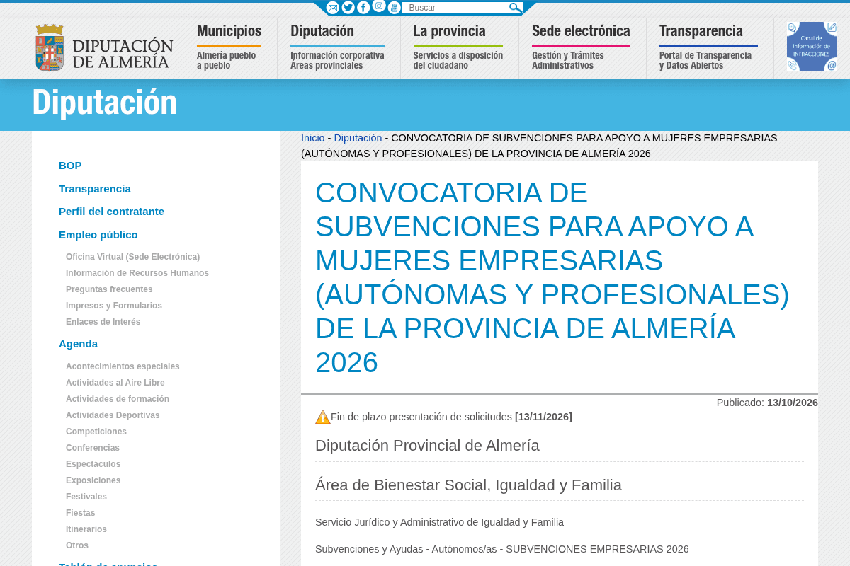 2026 Grants to Support Women Entrepreneurs (Self-Employed Workers and Professionals) in the Province of Almería