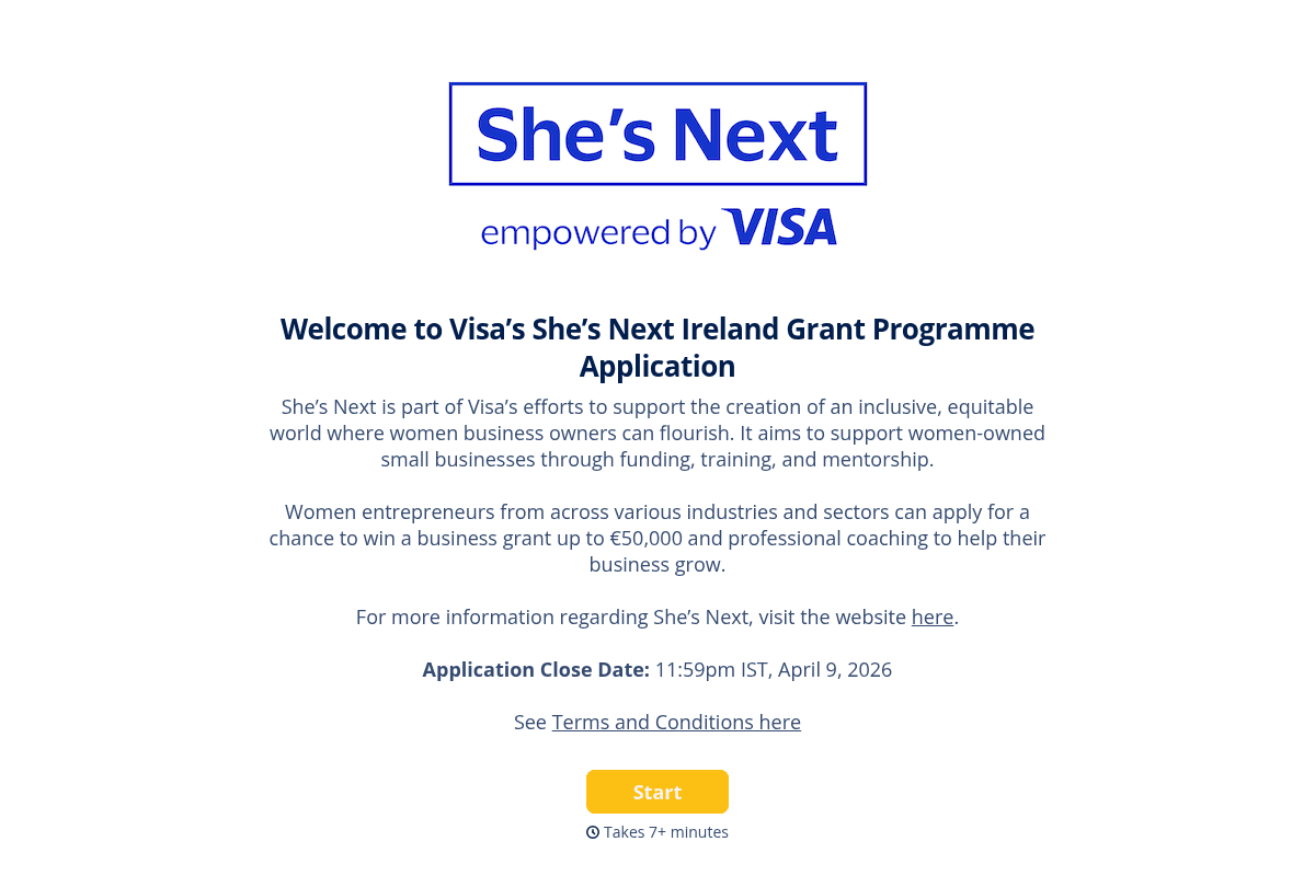 Visa She’s Next Grant Programme 2026