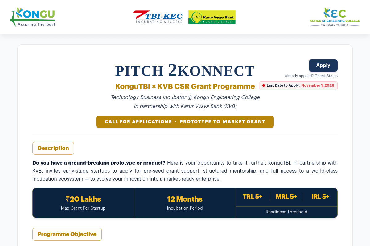 Pitch 2Konnect – KonguTBI × KVB CSR Grant Programme