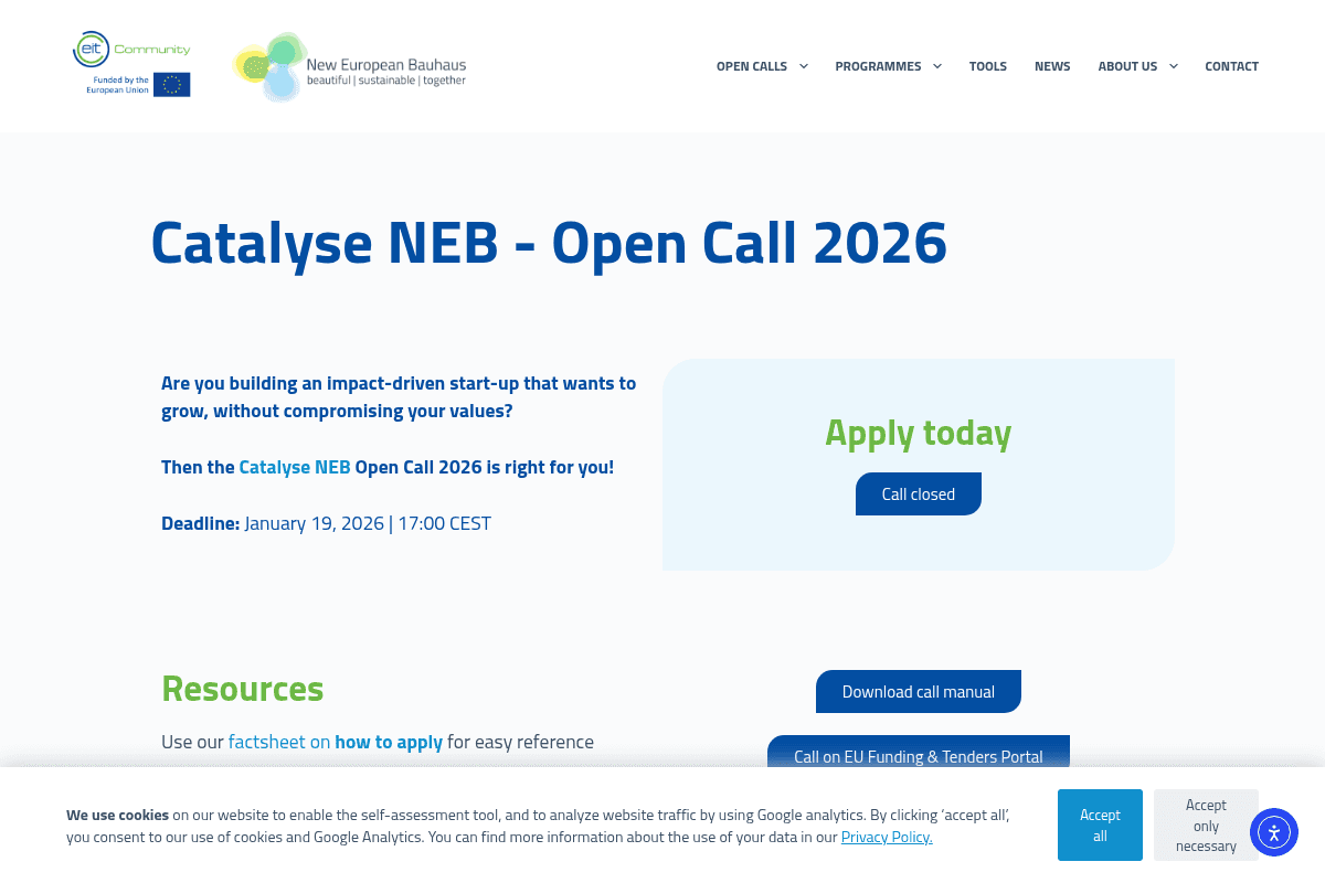 Catalyse NEB – Open Call 2026