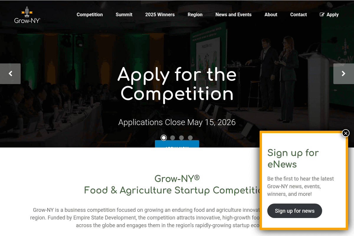 Grow-NY 2026 Food & Agriculture Startup Competition