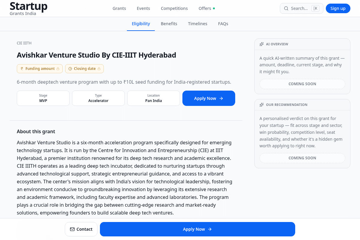 Avishkar Venture Studio by CIE-IIIT Hyderabad 2026