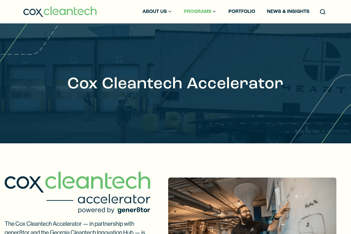 Cox Cleantech Accelerator powered by gener8tor — Winter 2027 Cohort