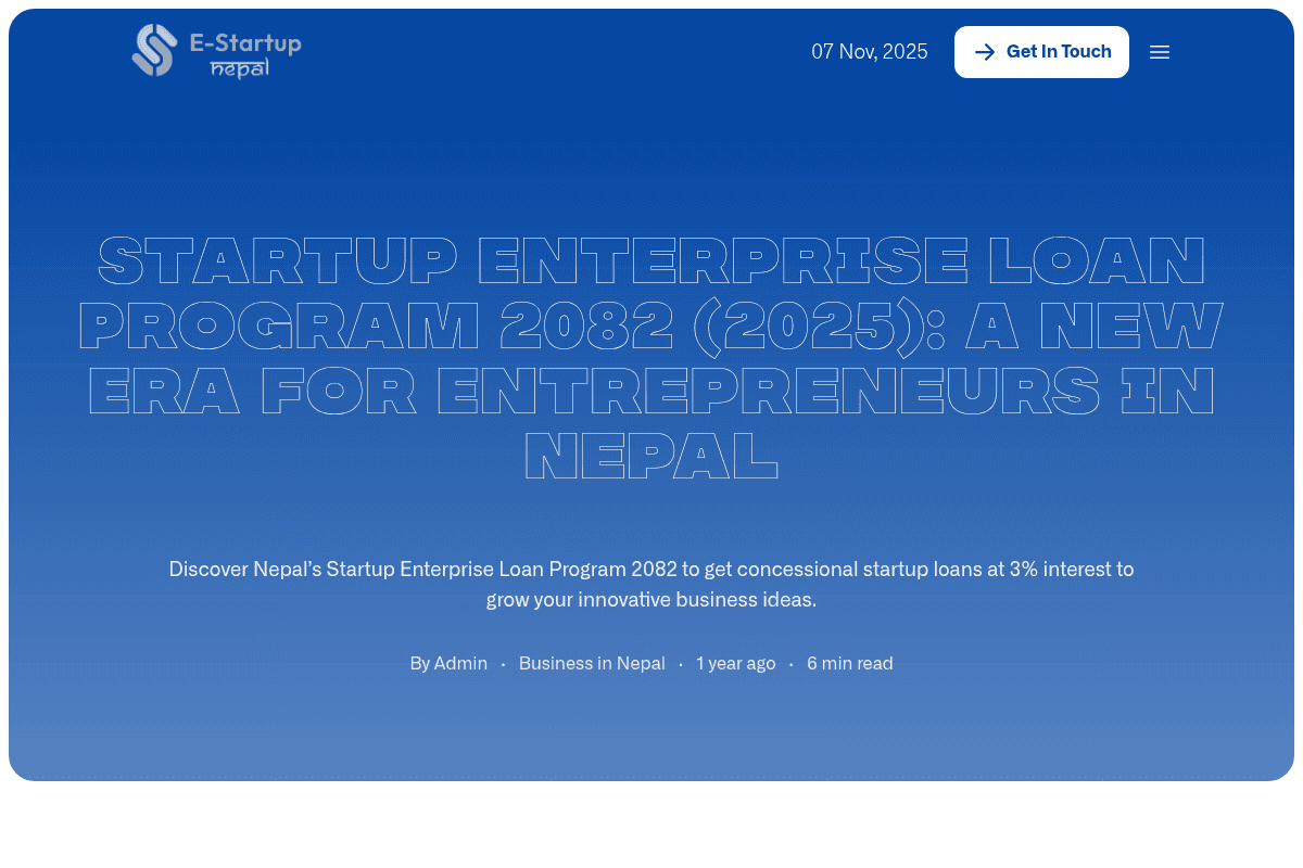 Startup Enterprise Loan Program 2082 (2025)