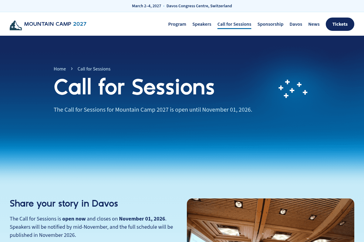 Mountain Camp 2027 Call for Sessions