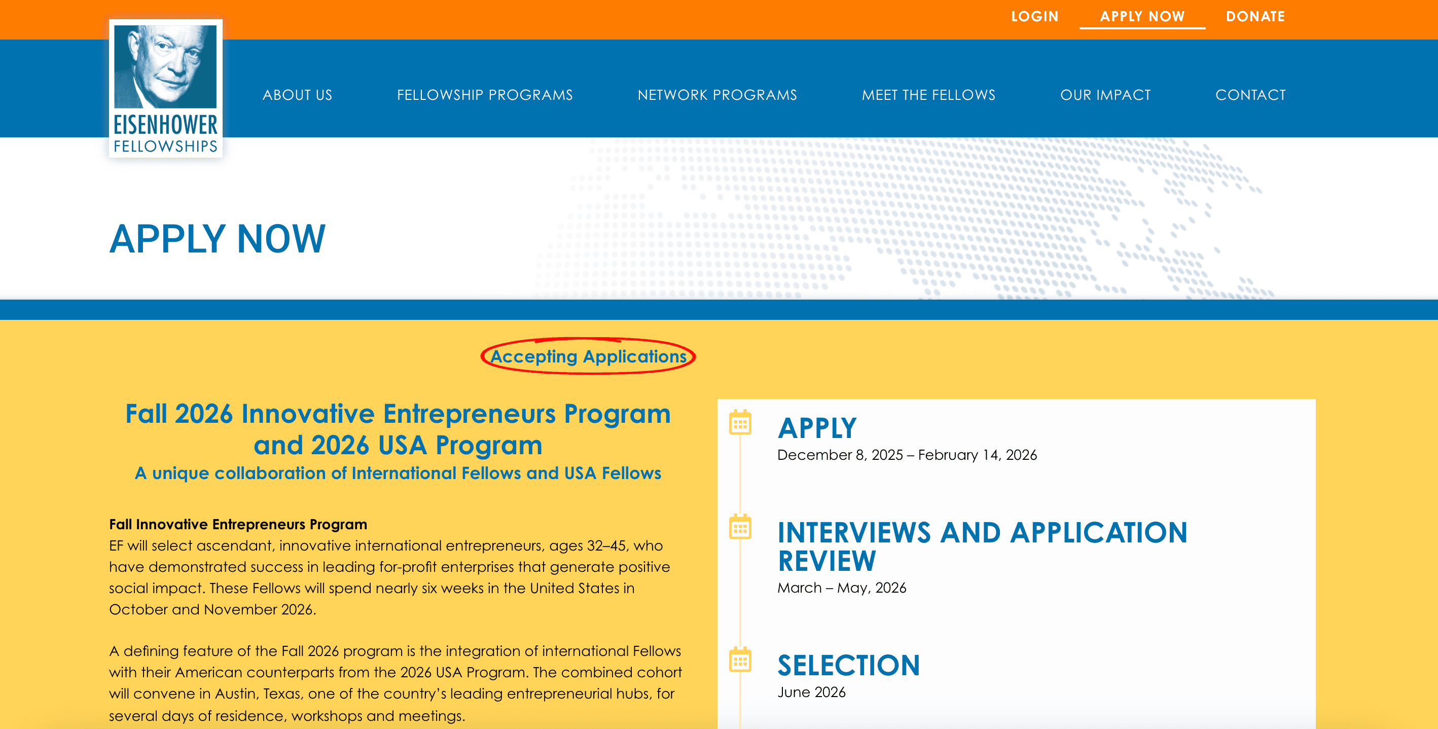 Eisenhower Fellowships Innovative Entrepreneurs Program 2026