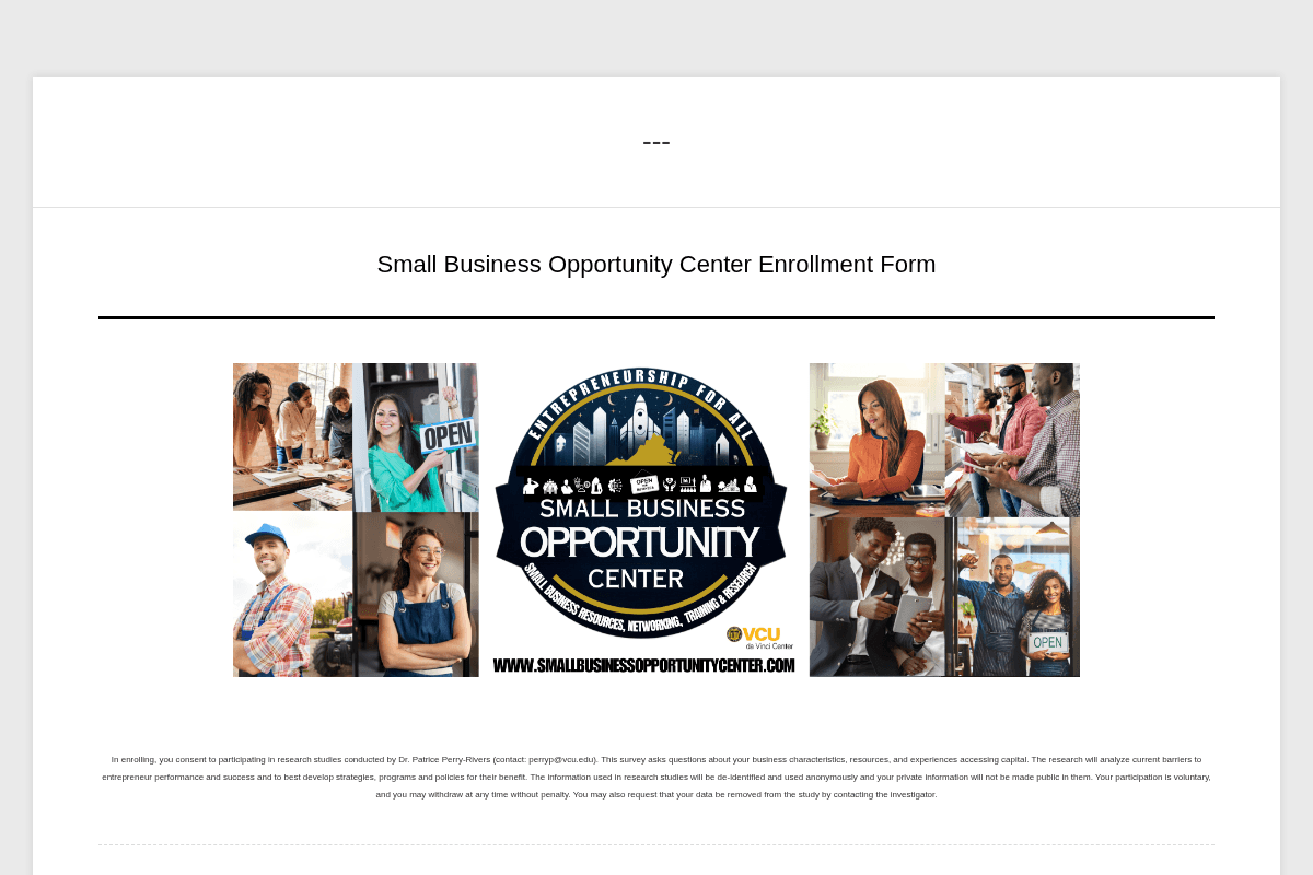 Small Business Opportunity Center Accelerator Program
