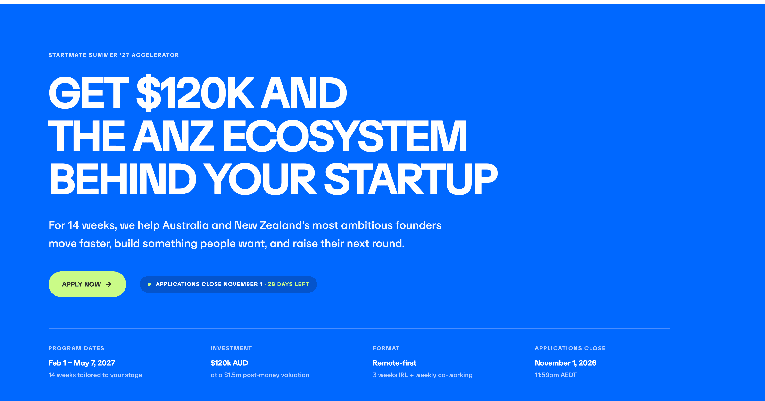 Startmate Summer ’27 Accelerator